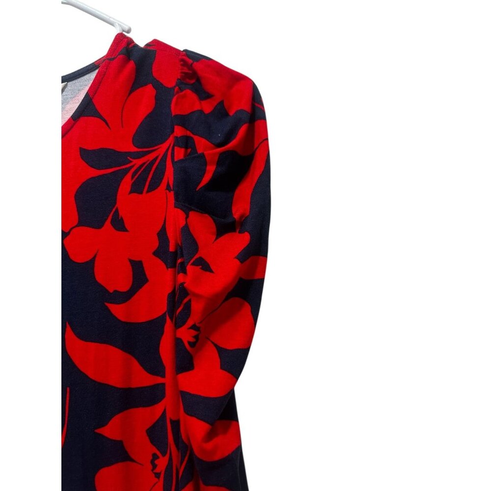 Sold Boden Floral Bloom Jersey Midi Dress Womens 2 Red Sundress Puff Sleeves - Picture 16 of 16